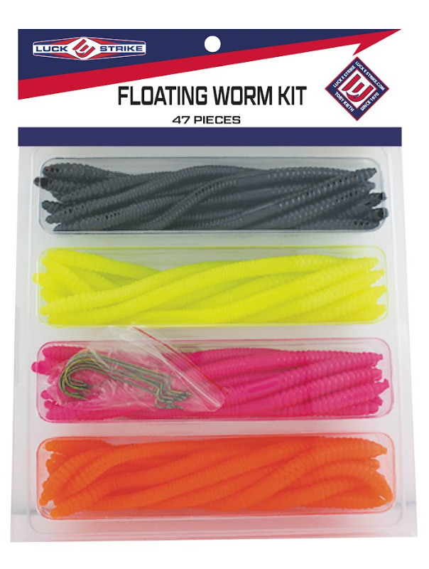 Luck-E-Strike, Assorted Curtail Worm Soft Plastics Kit, 47count
